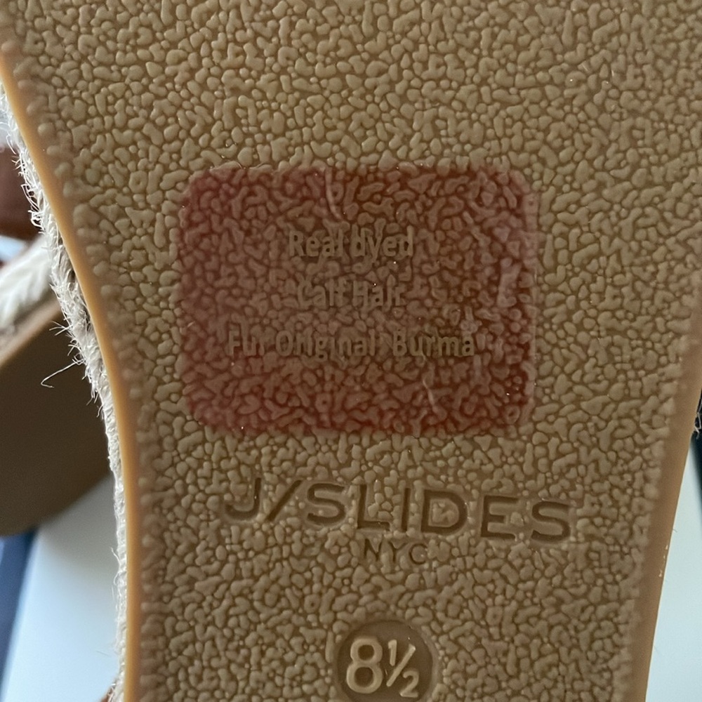 NWT J/SLIDES ROSIE Tan Pony Hair Leather Sandal - Picture 16 of 16